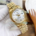 Replica Rolex President Day Date II Yellow Gold Watch Silver Dial 41MM